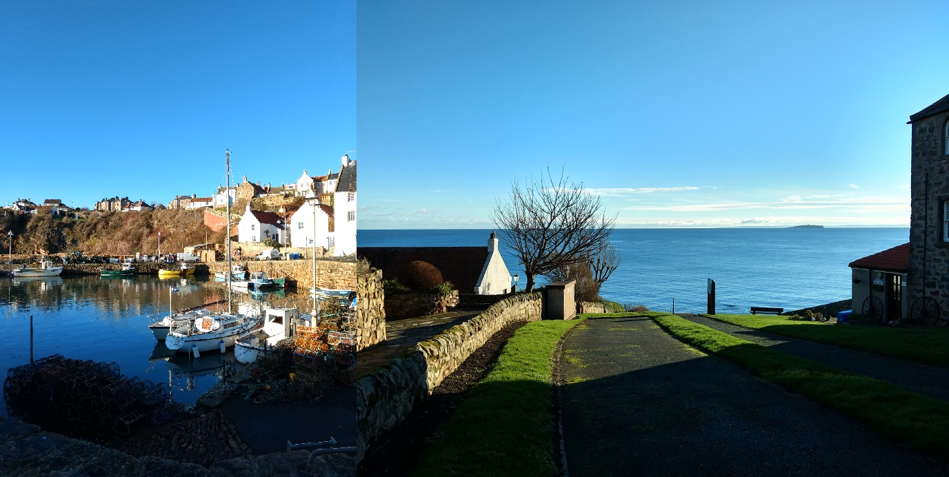 The harbor and a view of the sea in Crail, Fife, Scotland